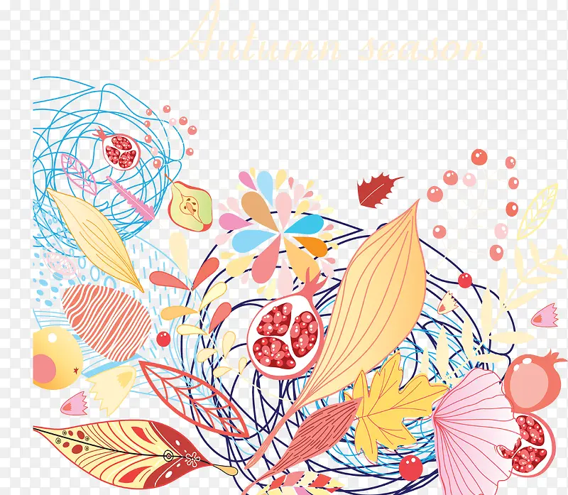 缤纷秋叶插画矢量素材