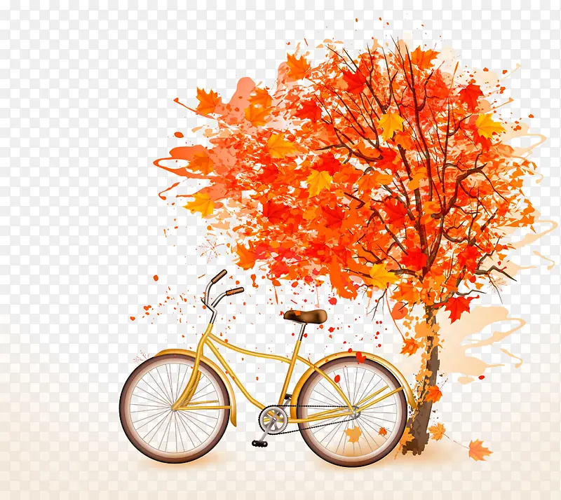 枫叶和自行车