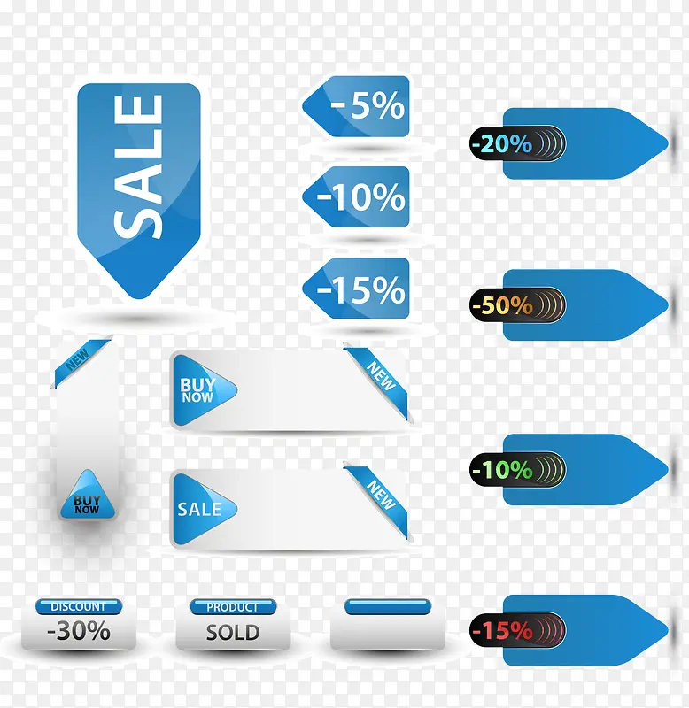 蓝色促销边框标签矢量素材