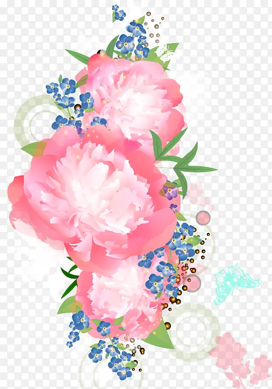手绘粉色月季花朵图案