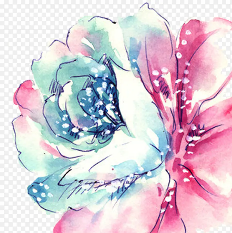 粉色手绘花朵创意设计装饰