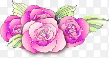 粉色水彩花朵美景手绘