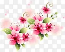 粉色卡通手绘水彩花朵设计
