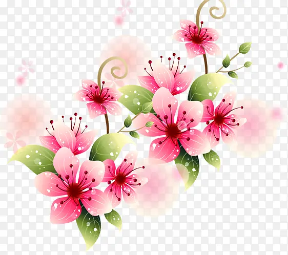 粉色卡通花朵美景设计