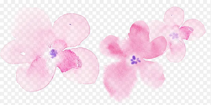 粉色水墨插画艺术花朵