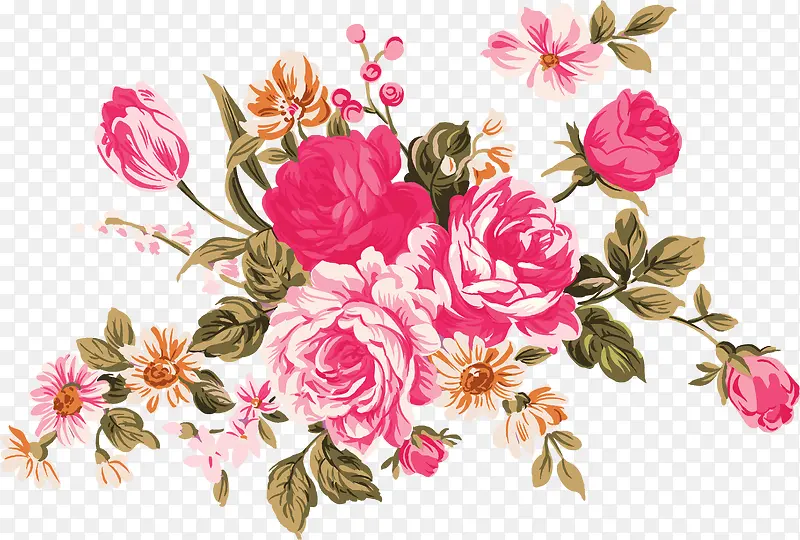 粉色手绘温馨花朵