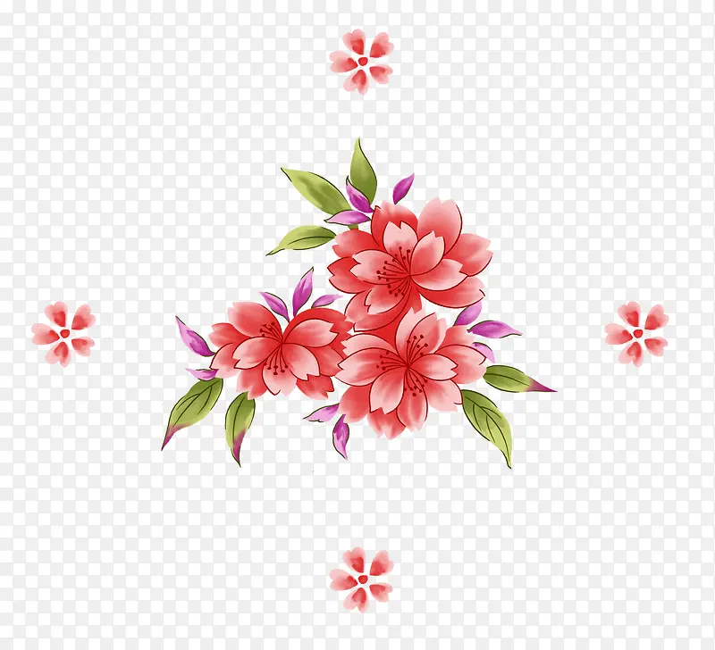 粉色水彩花