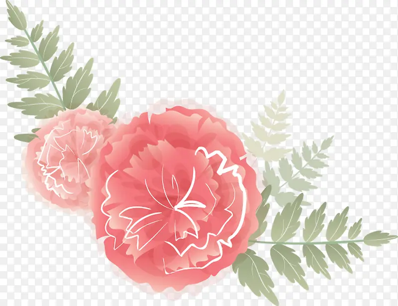 粉色水彩中式花朵植物树枝