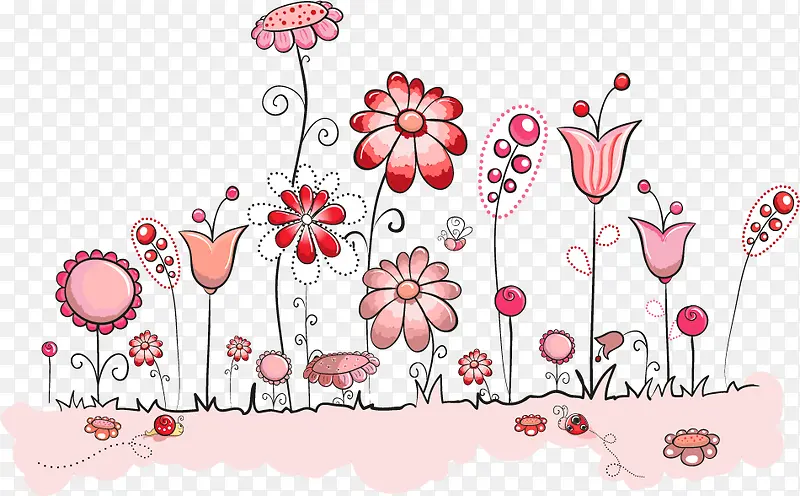 矢量粉色花朵