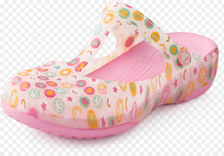彩色卡通粉色可爱花朵洞洞鞋