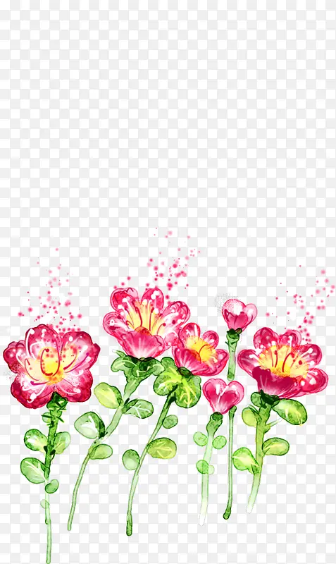 手绘粉色花朵植物春天