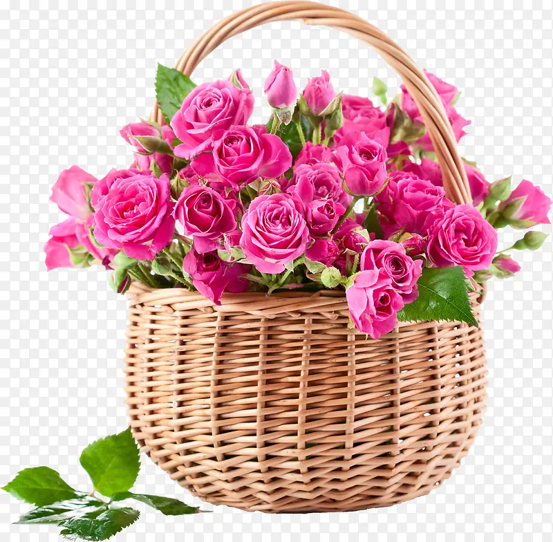 粉色可爱花朵花篮