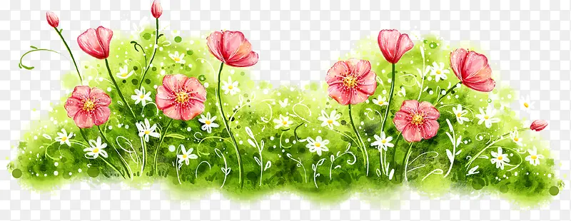 春季粉色手绘花朵