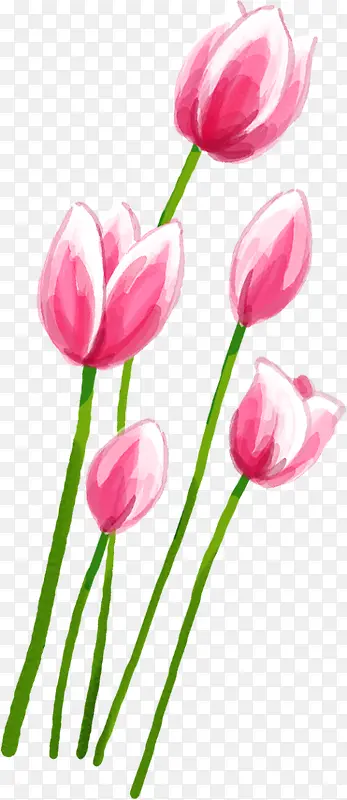 粉色手绘春天花朵