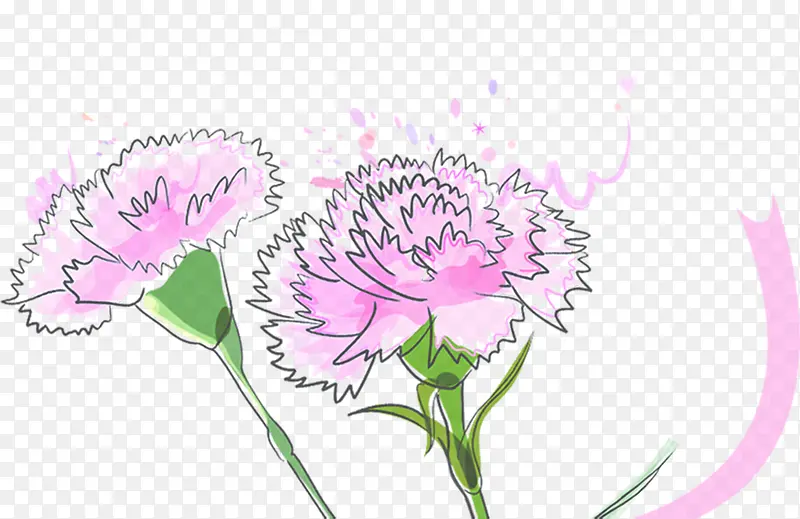 粉色水彩花朵植物节日