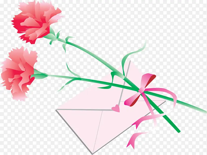 粉色卡通可爱信件花朵