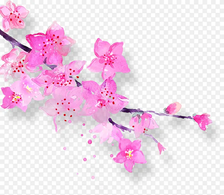粉色鲜艳水墨花朵