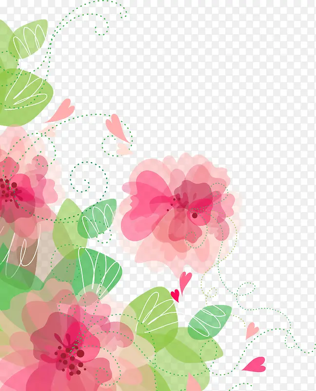 春天手绘粉色花朵装饰