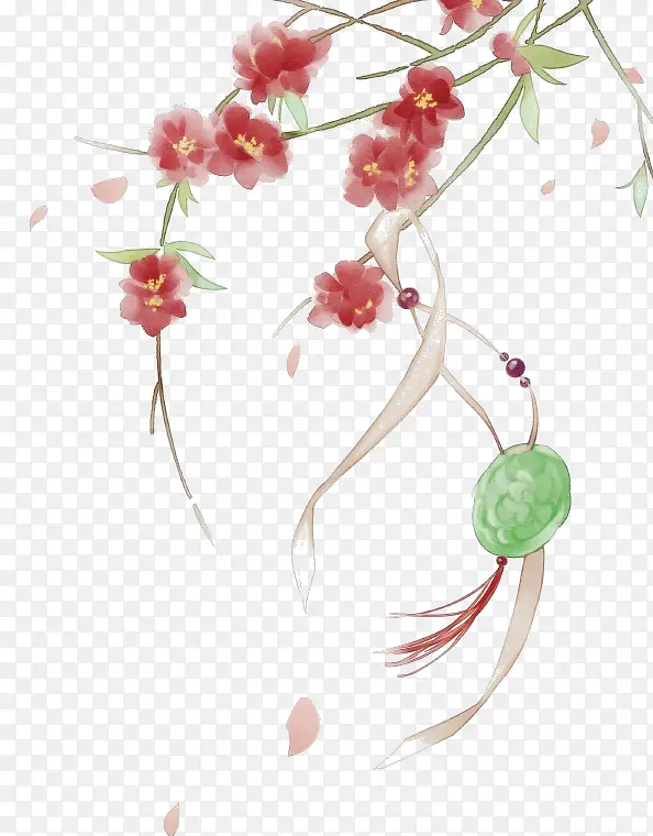 手绘粉色花朵插图
