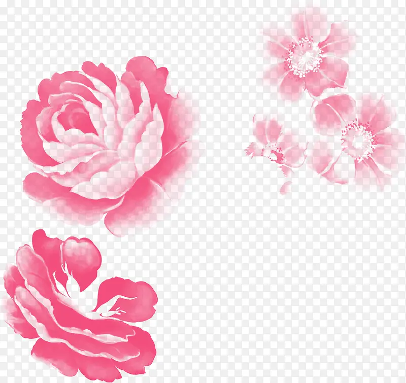 手绘粉色光效漫画花朵装饰