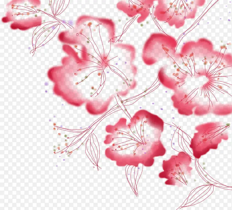 粉色艺术手绘花朵