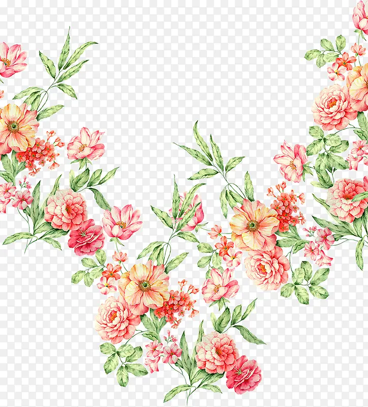 手绘粉色花朵春日植物