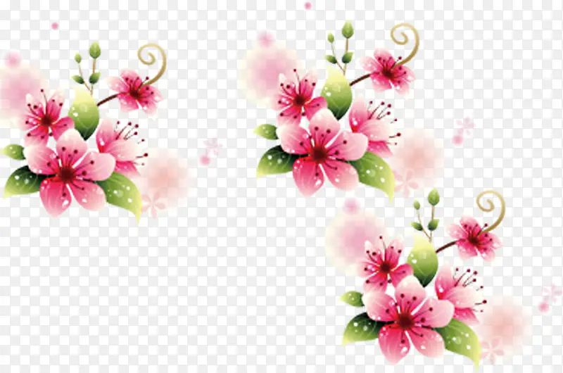 粉色可爱手绘花朵装饰设计