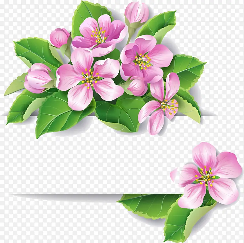 手绘粉色创意花朵美景