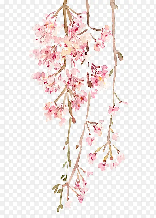 手绘水彩复古粉色花朵