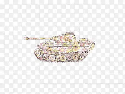 手绘粉色花朵坦克