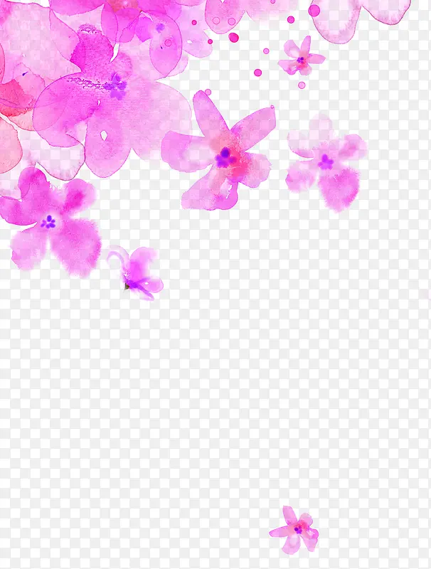 手绘粉色水彩花朵装饰春天
