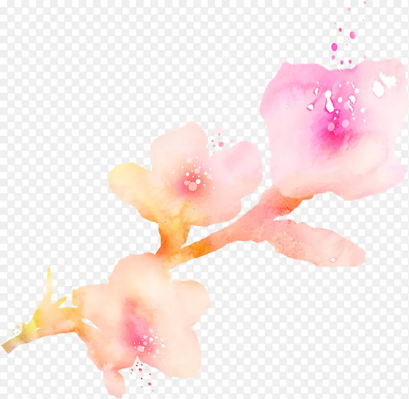 手绘水彩可爱粉色花朵