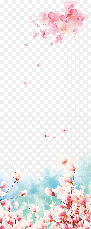 粉色水墨艺术花朵