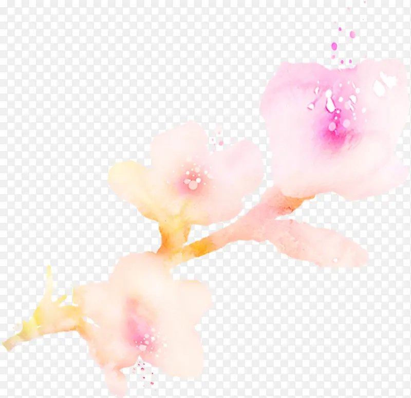 粉色水墨艺术花朵手绘