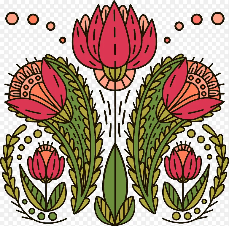 粉色花朵植物手绘装饰