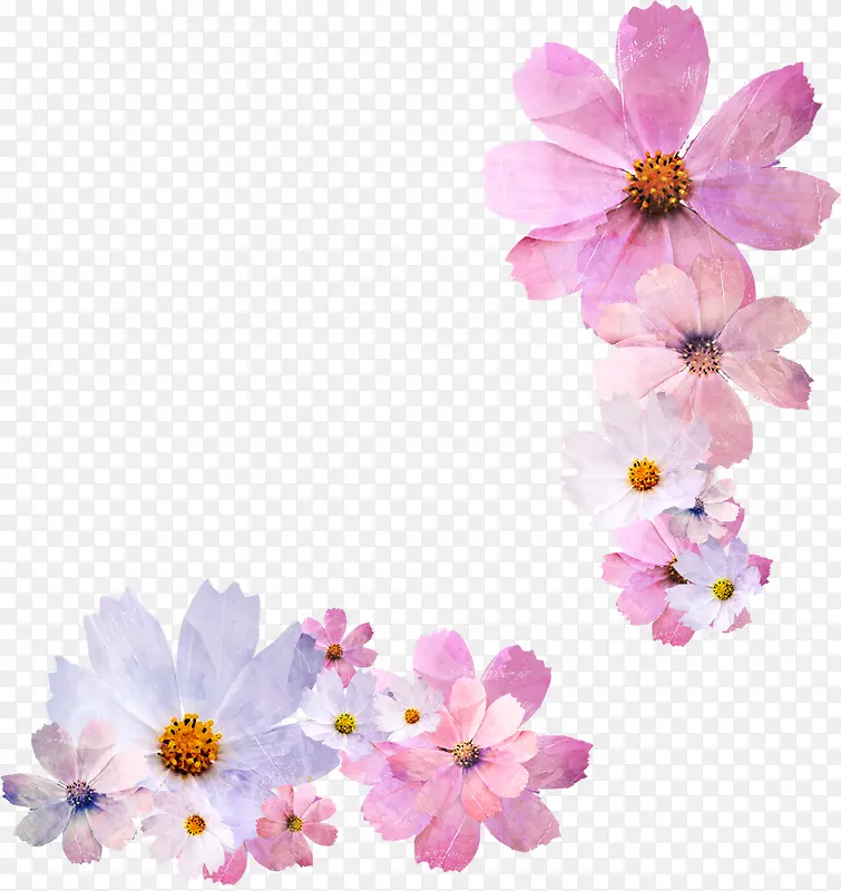 粉色漂浮水彩花朵