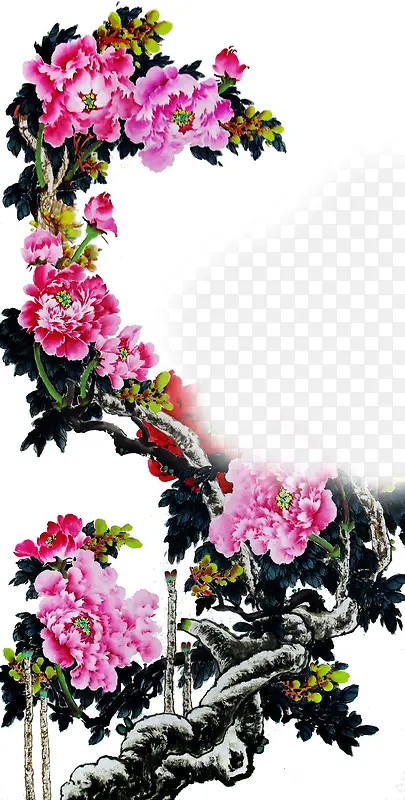 手绘粉色花朵装饰花古典