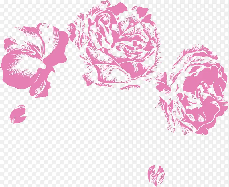 粉色手绘艺术婚礼花朵