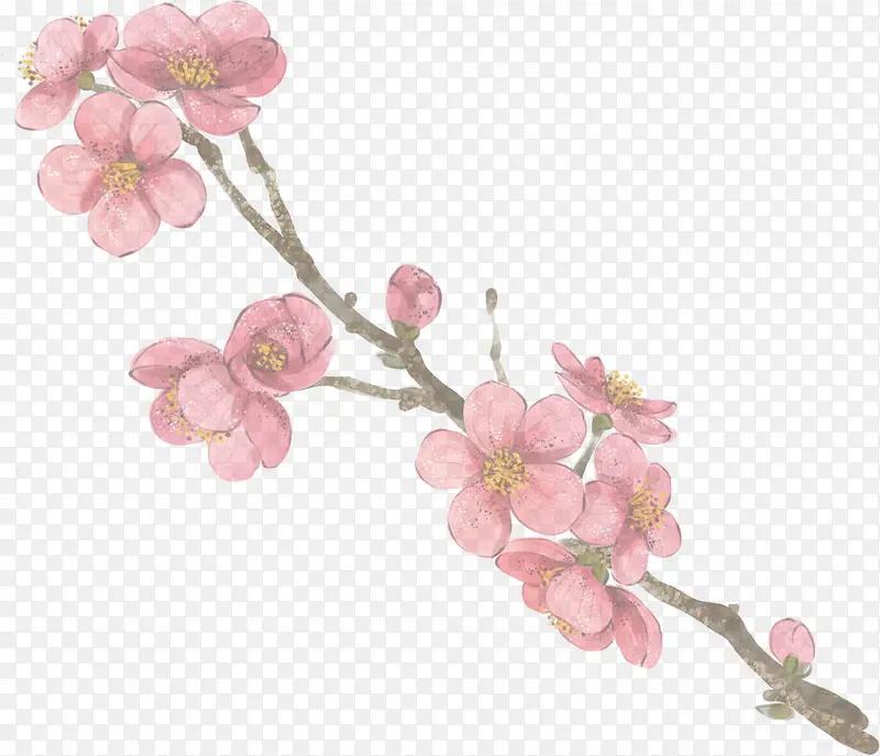 手绘复古粉色水彩花朵