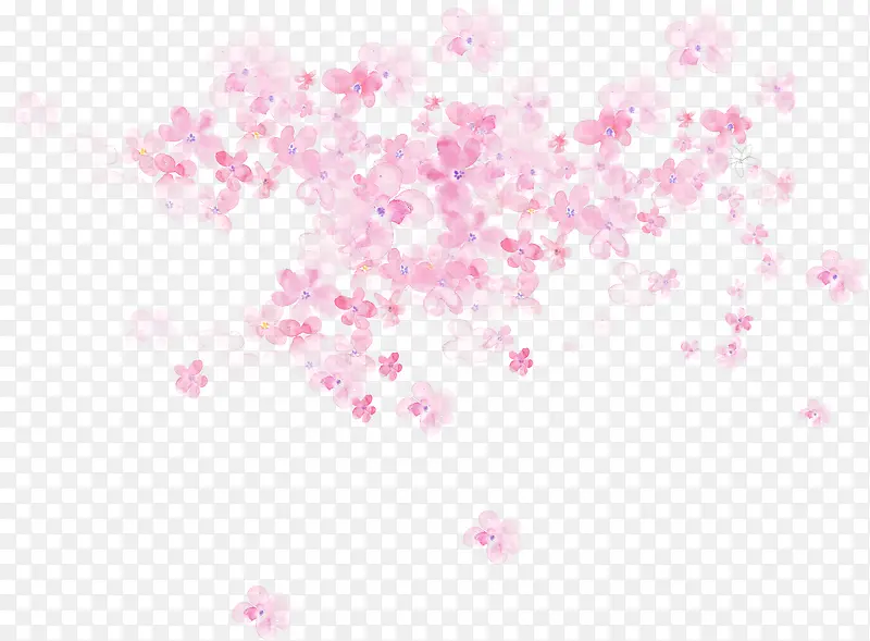 手绘粉色漂浮花朵装饰