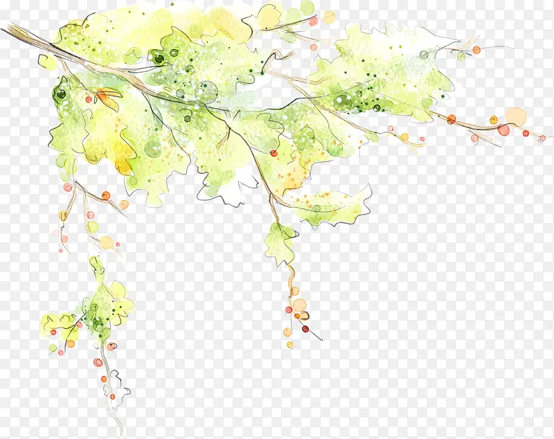创意手绘水彩树枝树木