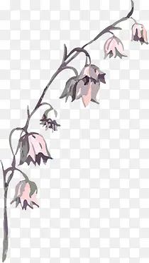 手绘紫色水彩花朵树枝