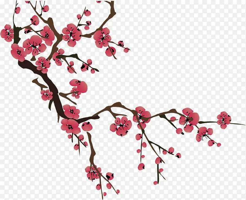 粉色手绘梅花树枝