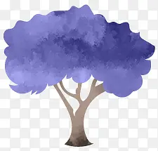 水彩唯美扁平树