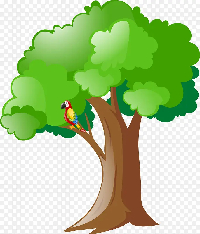 矢量手绘树上的鹦鹉
