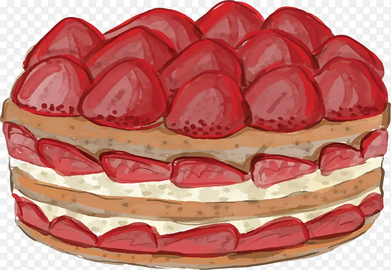 美味草莓手绘蛋糕