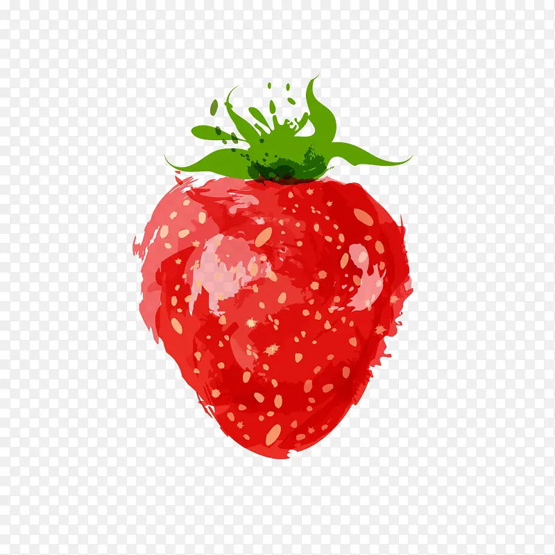 手绘水彩草莓免抠素材