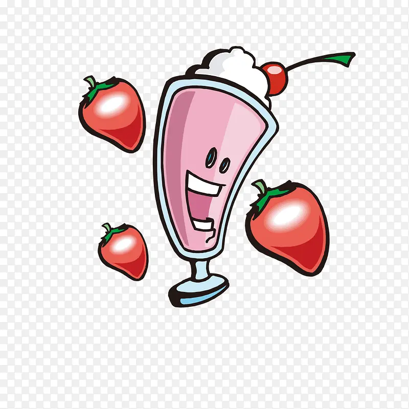手绘草莓冰淇淋图案