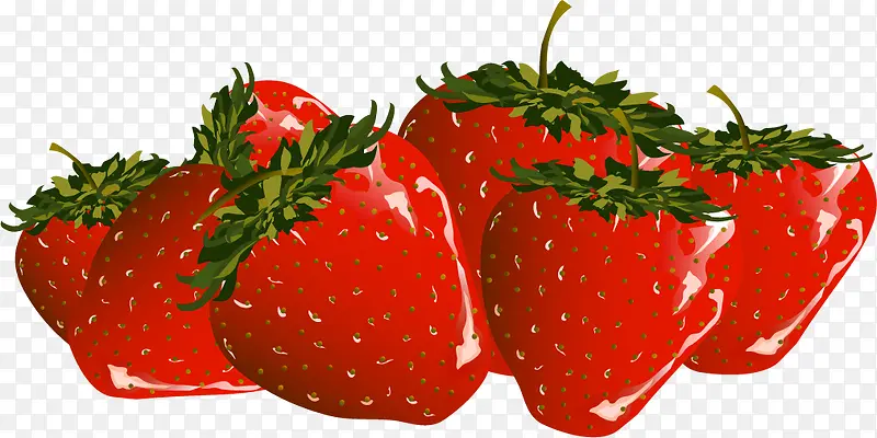 矢量手绘红色草莓