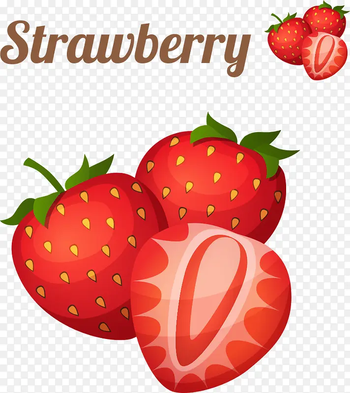矢量三个草莓